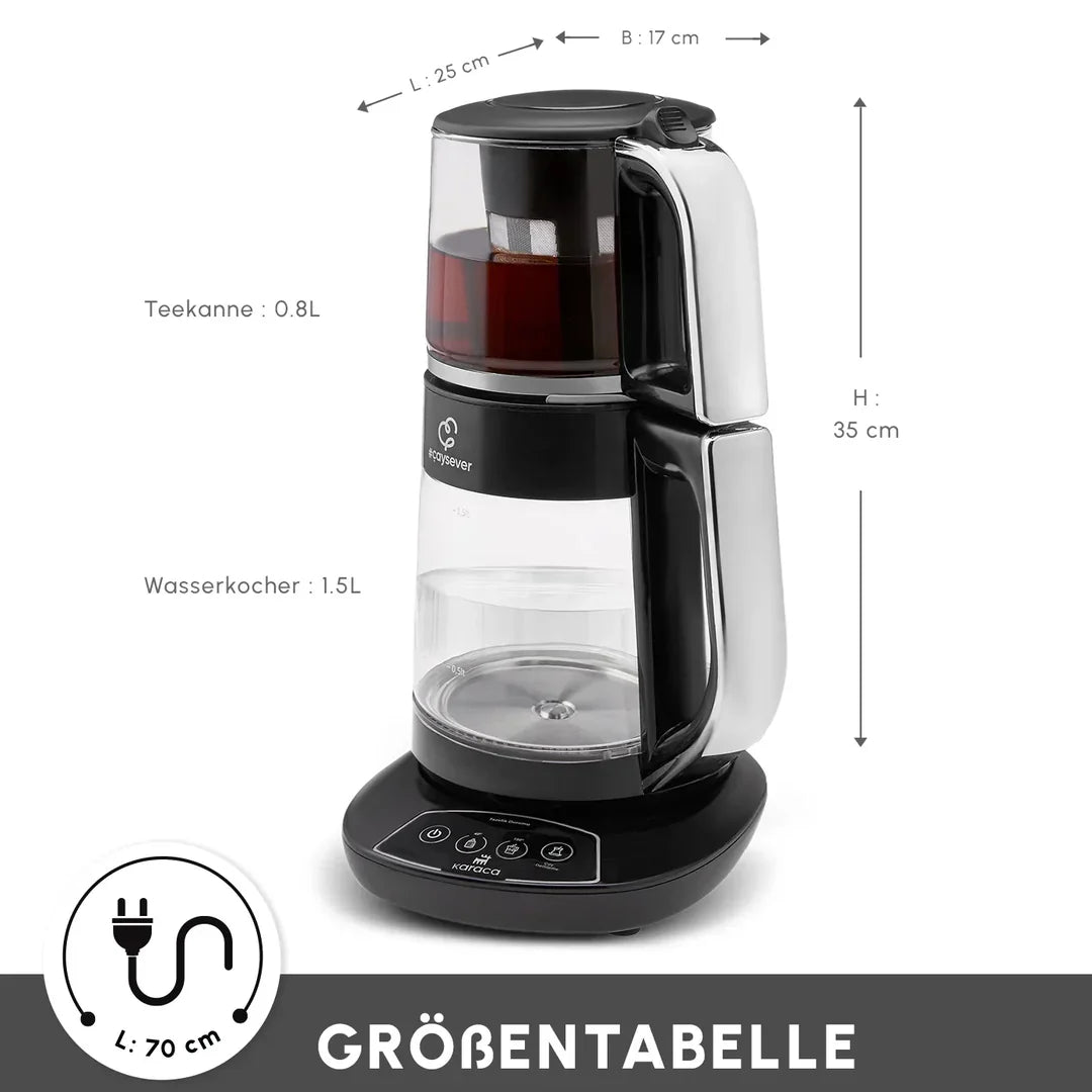 Karaca Caysever - Theepot Elektrisch -Theepot met spraak functie-Chrome - 1700 w