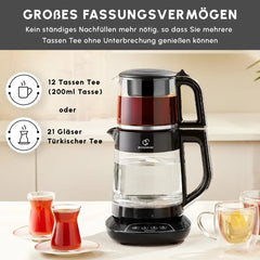 Karaca Caysever - Theepot Elektrisch -Theepot met spraak functie-Chrome - 1700 w
