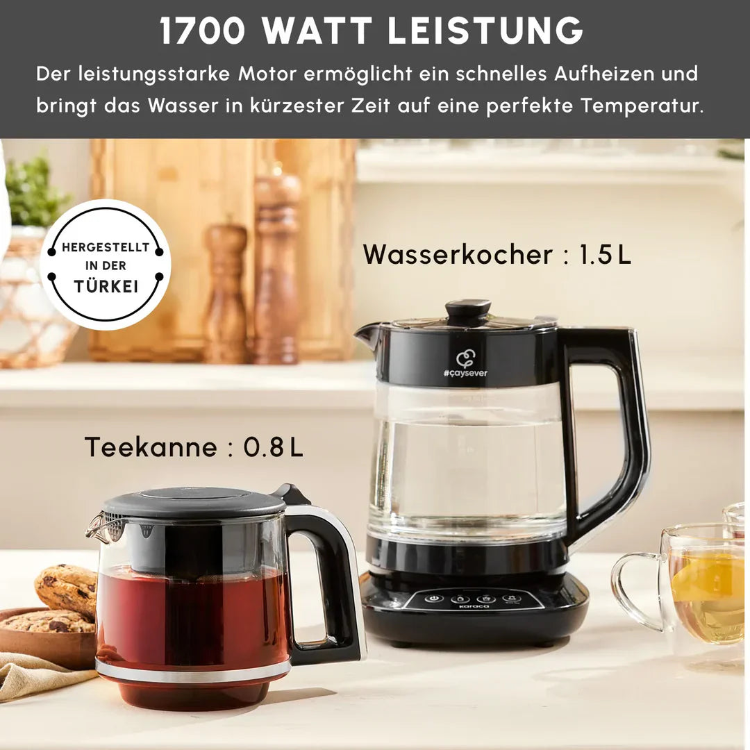 Karaca Caysever - Theepot Elektrisch -Theepot met spraak functie-Chrome - 1700 w