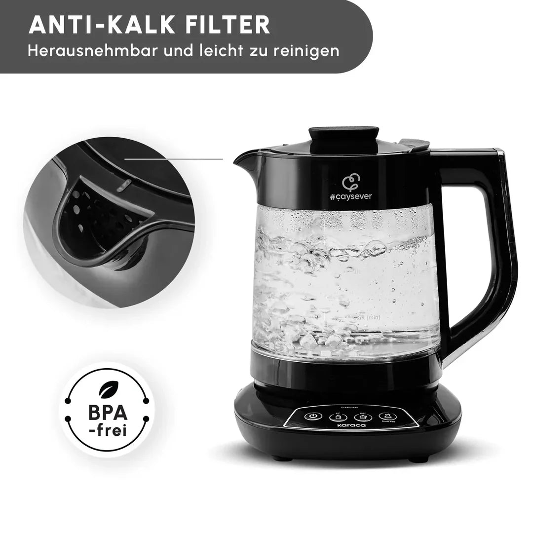 Karaca Caysever - Theepot Elektrisch -Theepot met spraak functie-Chrome - 1700 w