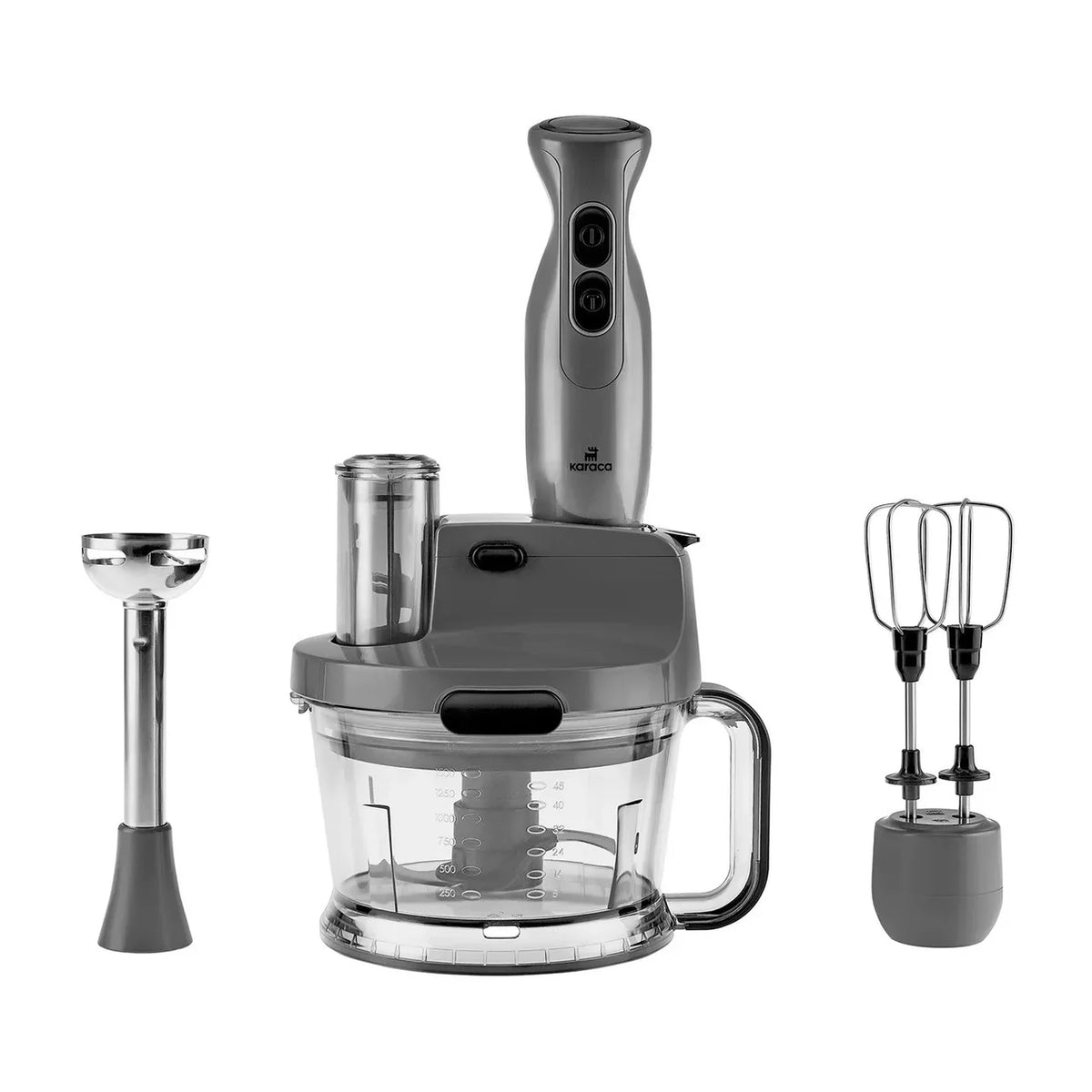 Karaca Pro-Multimax - Keukenrobot – 2000 W – Grijs – Multifunctionele Foodprocessor
