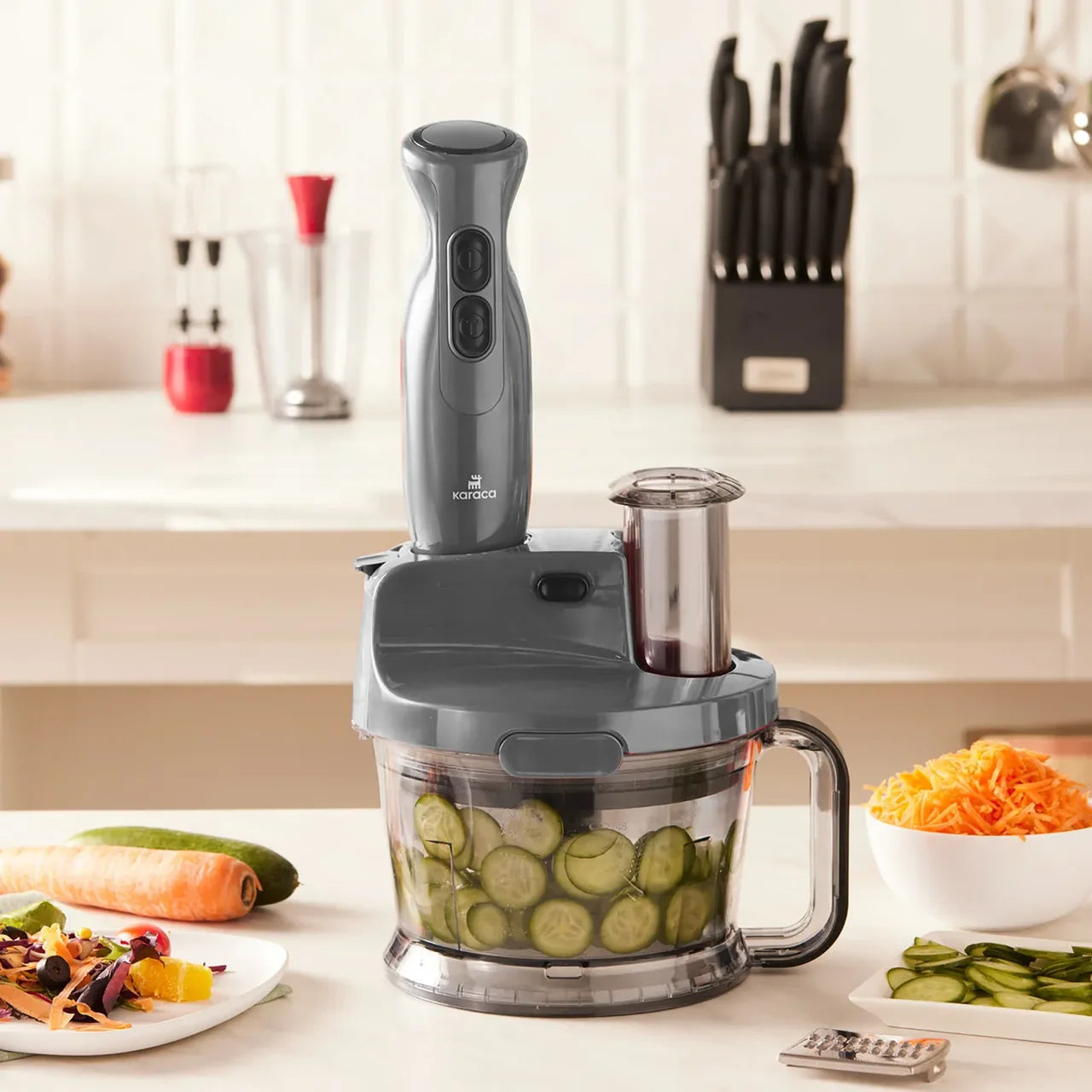 Karaca Pro-Multimax - Keukenrobot – 2000 W – Grijs – Multifunctionele Foodprocessor