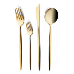 Karaca Bella Shiny Gold V2 - Bestekset 24-Delig – Goudkleurig RVS – 6 Personen – Luxe Bestekset