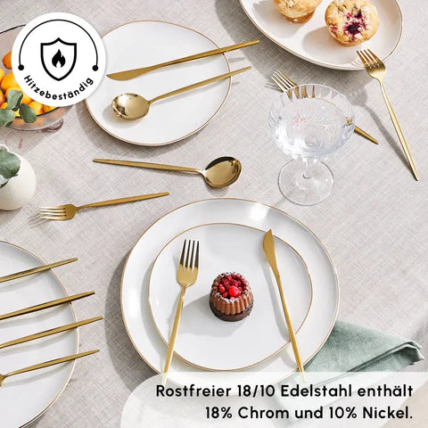Karaca Bella Shiny Gold V2 - Bestekset 24-Delig – Goudkleurig RVS – 6 Personen – Luxe Bestekset