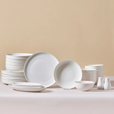 Karaca Allure Serviesset 41-delig – 12 Personen – New Generation Bone – Wit – Luxe Porseleinen Servies – Vaatwasserbestendig