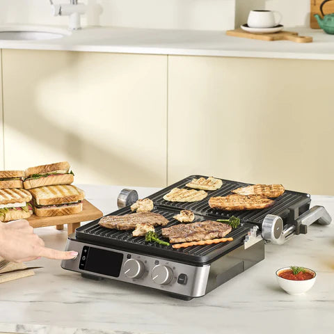Karaca Compact Steel Sear & Grill Inox - Contactgrill en Tosti Apparaat – 2000W – 6 Tosti’s – RVS