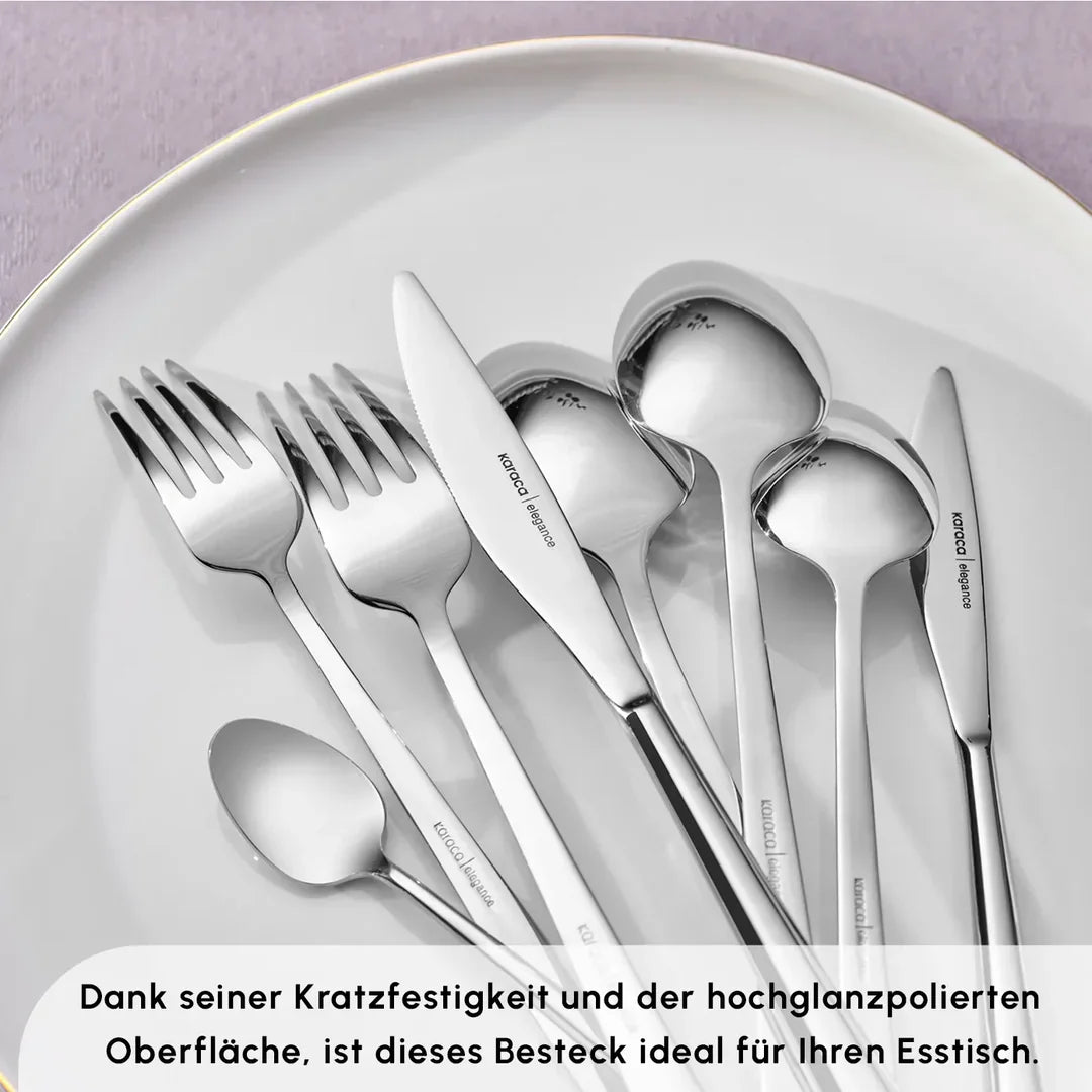 Karaca New Flow Bestekset 84-delig - 12 Personen - RVS - Met Opbergdoos - Luxe Bestek - Premium line