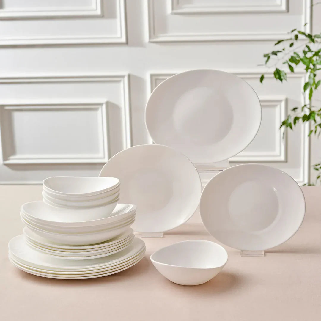 Karaca White Pure Opal Glazen Serviesset – 24-Delig – 6 Personen – Wit – Modern & Duurzaam Design