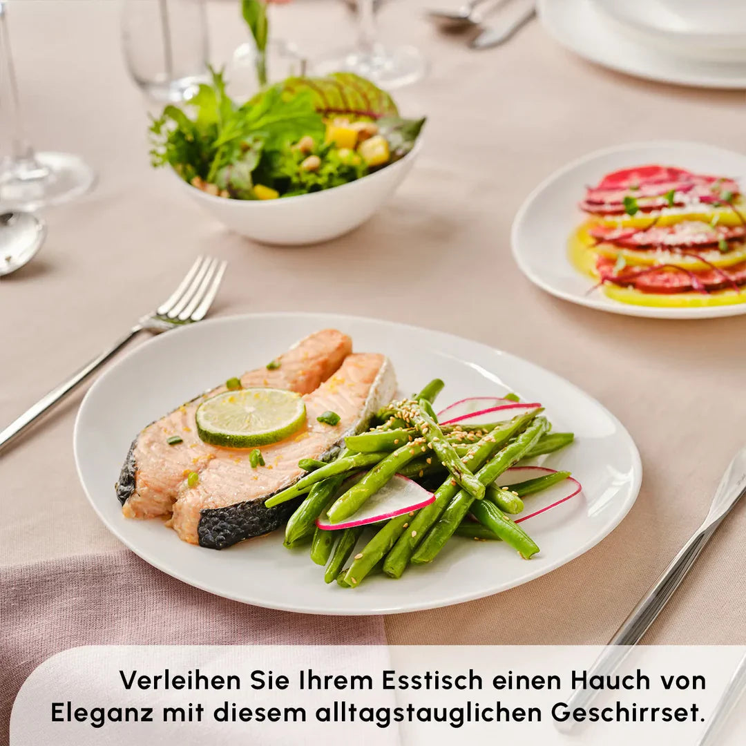 Karaca White Pure Opal Glazen Serviesset – 24-Delig – 6 Personen – Wit – Modern & Duurzaam Design