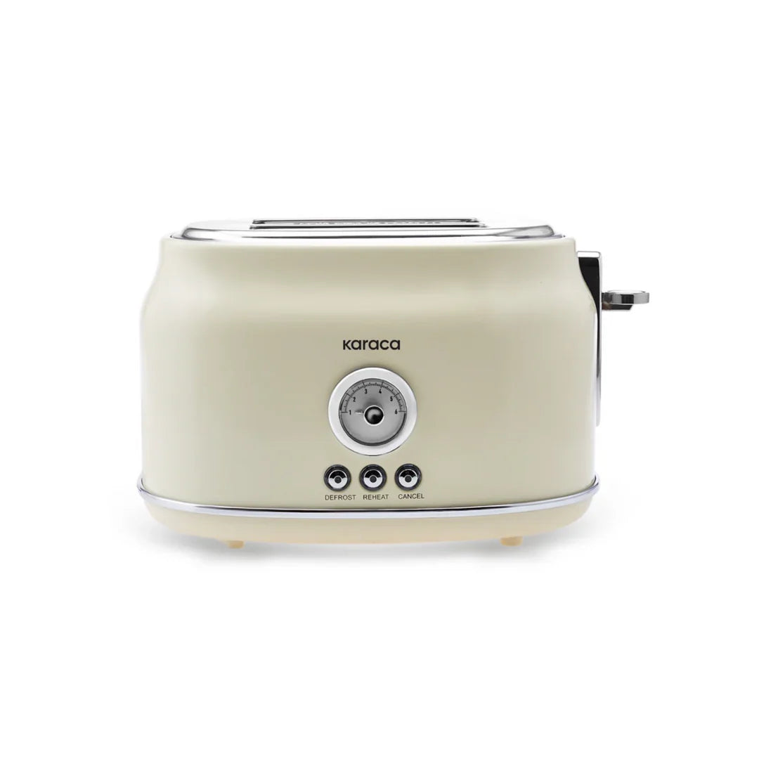 Karaca Retro Broodrooster – 2 Sneden – Crème – 815W – Met Ontdooifunctie