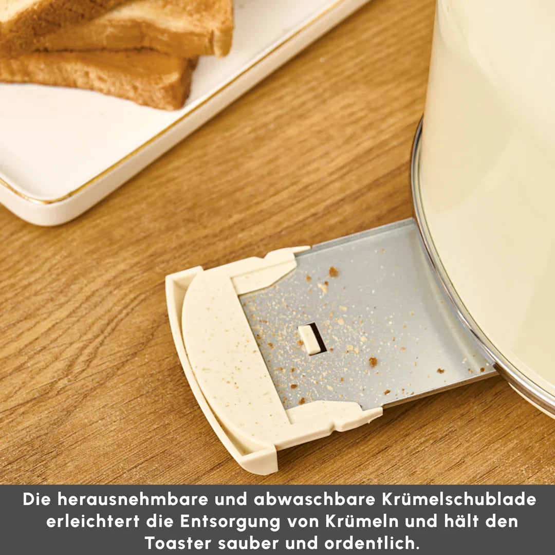 Karaca Retro Broodrooster – 2 Sneden – Crème – 815W – Met Ontdooifunctie