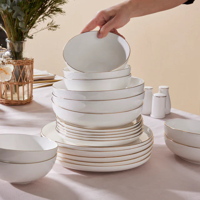 Karaca Stream Favaro - New Bone Serviesset 53-delig - Goud - Servies voor 12 Personen