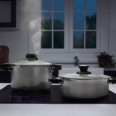 Karaca Quick and Safe Snelkookpannenset 4 + 6 Liter – RVS Snelkookpan Set met Veiligheidssysteem – Geschikt voor Inductie. Gas en Elektrisch – 2 Delige Pressure Cooker Set