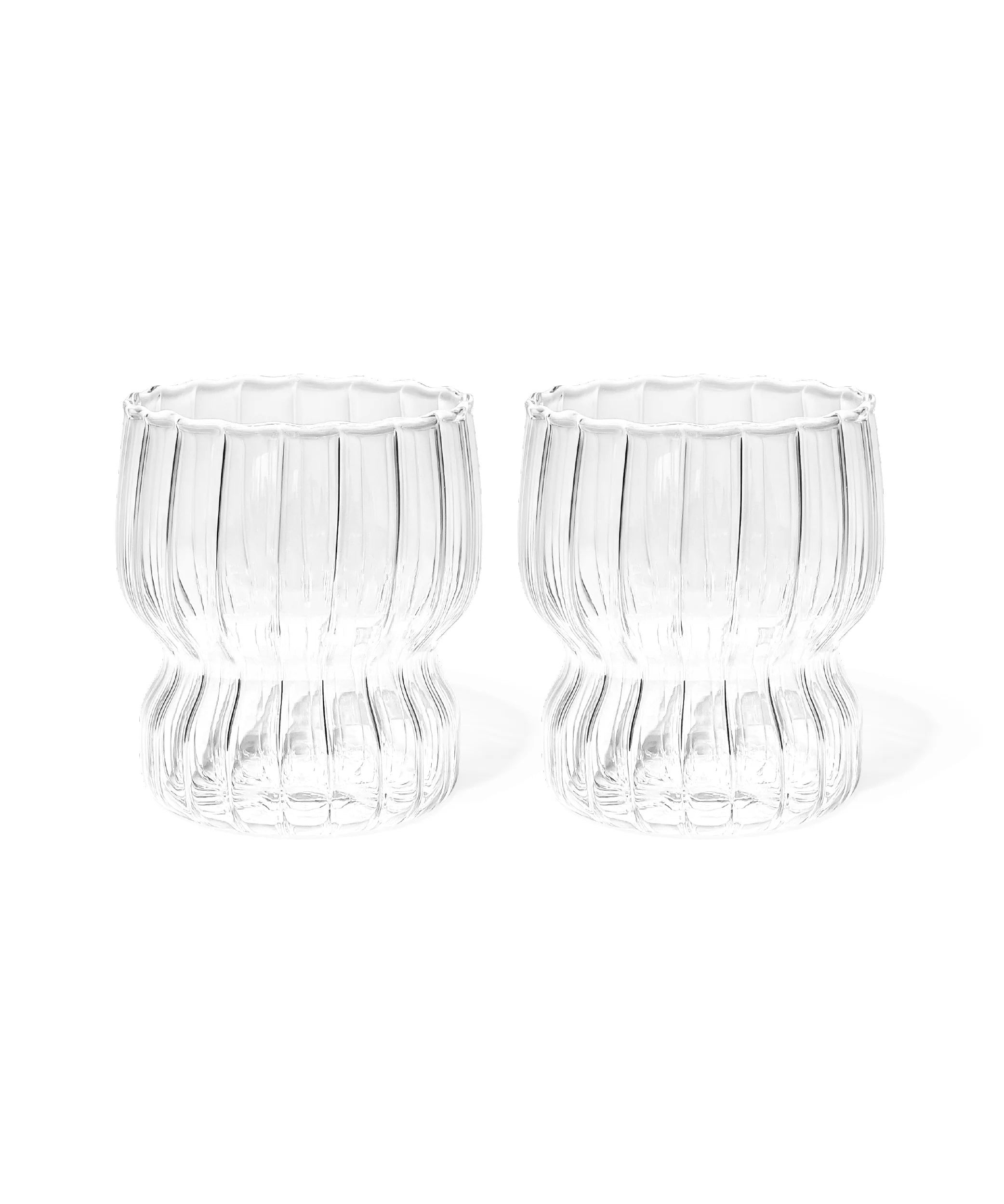 Ekselans - Geribbelde Stripe Curve Waterglazen - Set van 2 - 310 ml - Borosilicaatglas