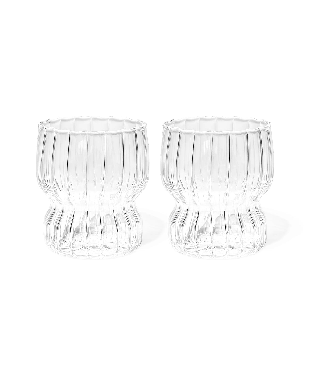 Ekselans - Geribbelde Stripe Curve Waterglazen - Set van 2 - 310 ml - Borosilicaatglas