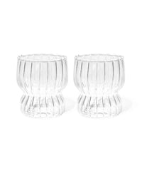 Ekselans - Geribbelde Stripe Curve Waterglazen - Set van 2 - 310 ml - Borosilicaatglas