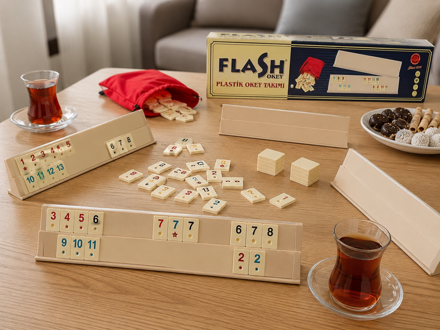 Okey Spel Plastic – 4 Spelers – Turks Okey Bordspel –  Rummikub