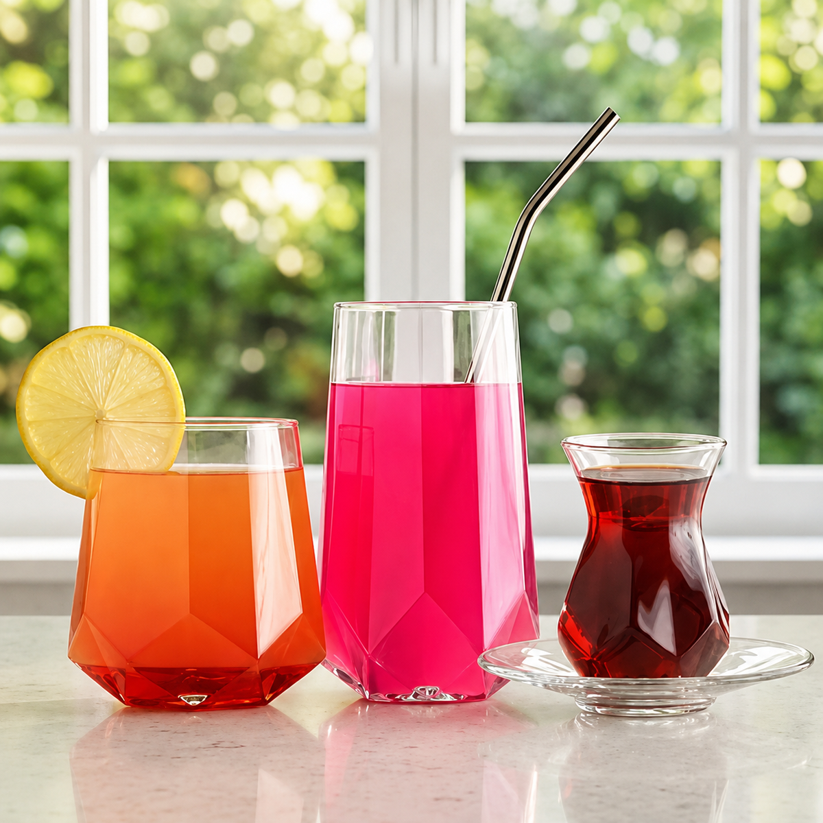 LAV Alya - Glazenset 24-delig - Waterglazen, Longdrinkglazen & Turkse Theeglazen met Onderzetters