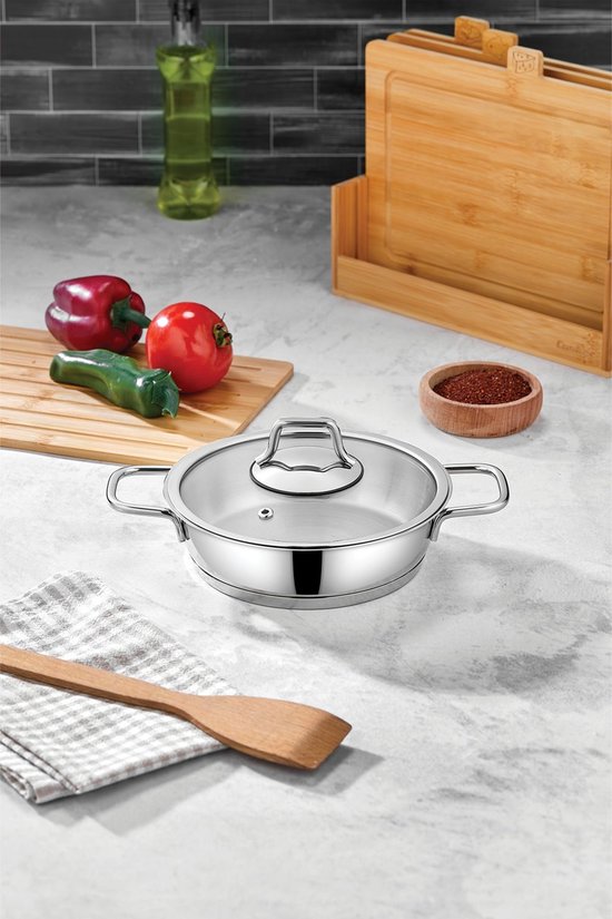 Polochef PKS-114 - RVS Sahan met Deksel 14 cm – Roestvrijstalen Steelpan – Inductie Geschikt