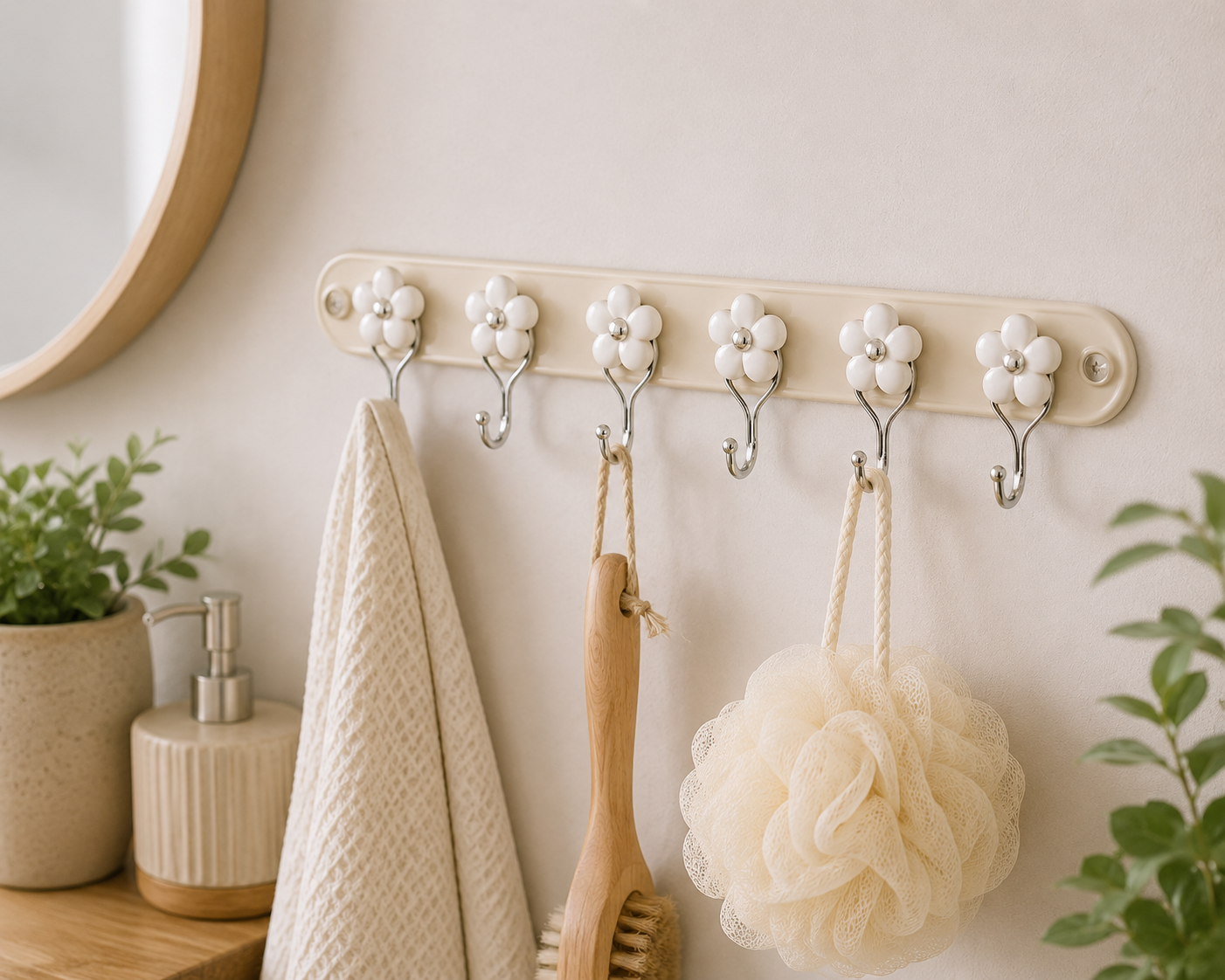 Sunplast SF-893 - Madelief Wandhaken Set van 6 – Bloemvormige Ophanghaken – Decoratief & Praktisch