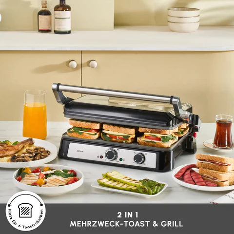 Karaca Inox Toastmate - Contactgrill & Tosti Apparaat – 2000W – 6 Sneetjes – 180° Grillfunctie – RVS