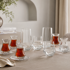 LAV Alya - Glazenset 24-delig - Waterglazen, Longdrinkglazen & Turkse Theeglazen met Onderzetters