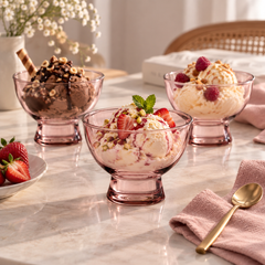 Pasabahce Ice Ville - Roze Ijscoupes - Dessertglazen - 65 mm - Set van 3