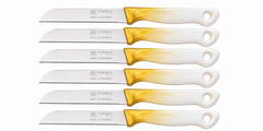Solingen - Gekartelde Schilmesjes -Goud/Wit – RVS Groentemessen – Made in Germany - Set van 6