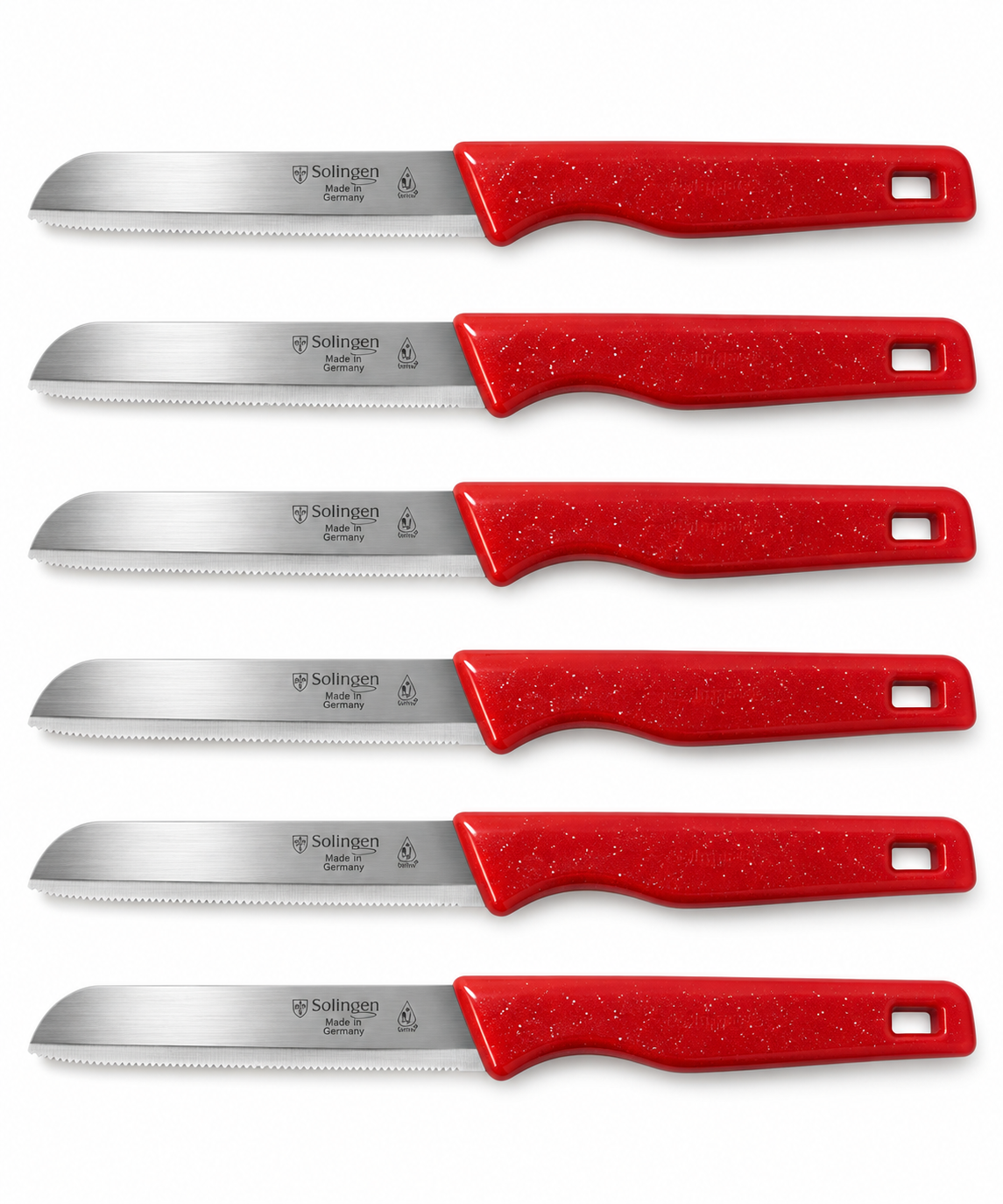 Solingen - RVS Glitter Schilmes - Rood/Glitter - Set van 6