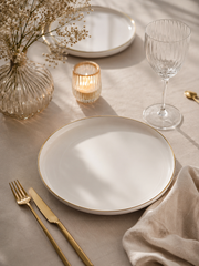 Bavary Collection - Dinerbord met Gouden Rand – Porseleinen Bord – Elegant Servies – Set van 3 -27 cm