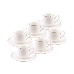 Karaca Beykoz - New Bone 12-delige Turkse Koffiekopjesset voor 6 Personen – 80 ml – Wit