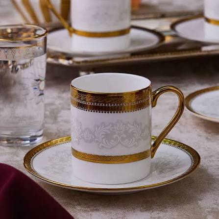 Karaca Charlotte - Koffiekopjesset 12-delig - 6 Personen - 90 ml - New Bone - Espresso & Turkse Koffie
