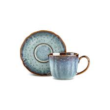 Karaca Bryggen 12-delige Theekop en Schotel Set voor 6 Personen – 250 ml – Reactive Glaze – Keramiek – Multicolor – Vaatwasserbestendig
