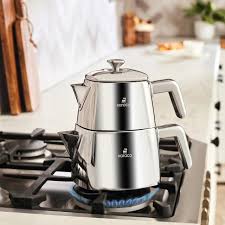 Karaca Brewinox RVS Theepot – Groot – Inox – 700 ml + 1500 ml – Geschikt voor Inductie