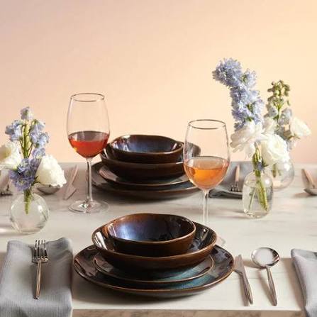 Karaca Leia Reactief Serviesset 24-delig - 6 Personen - Stoneware - Dinerborden. Soepborden. Gebakborden en Kommen