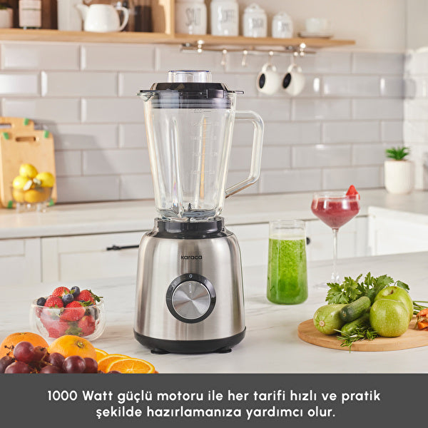 Karaca Inox Smoothie Blender – 1,5 Liter – Glazen Mengkan – RVS – Keukenblender