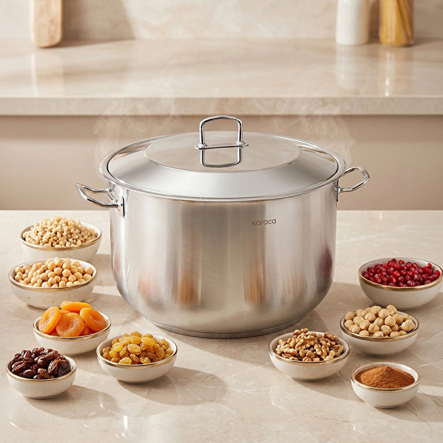 Karaca Nazen XL Kookpot – 34 cm – RVS – Extra Grote Kookpan – Met Deksel
