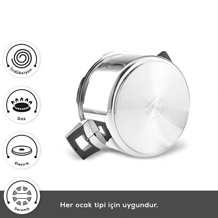 Karaca Quick & Safe - Snelkookpannenset - 2-delig - 6L + 8L - RVS - Inductie Geschikt - Drukkookpannenset