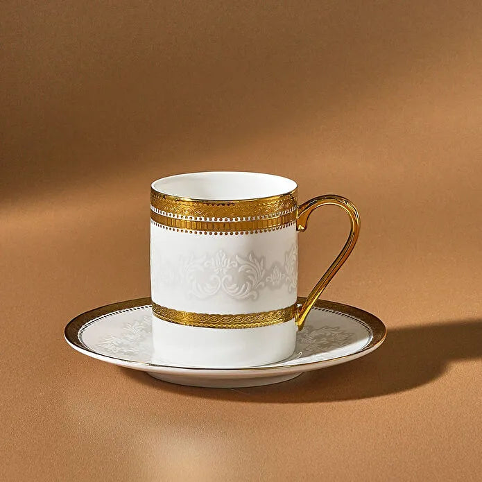 Karaca Charlotte - Koffiekopjesset 12-delig - 6 Personen - 90 ml - New Bone - Espresso & Turkse Koffie