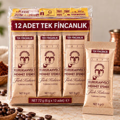 Kurukahveci Mehmet Efendi - Turkse Koffie – 12 x 6 g – Eenpersoonsporties – Multipack (72 g)