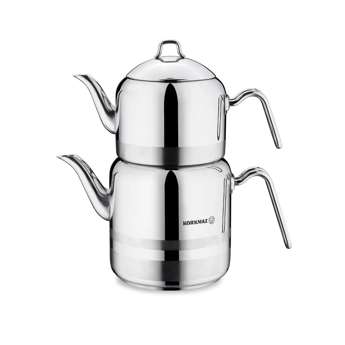 Korkmaz A114 Largo - RVS Theepotset – Geschikt voor Inductie – Metaal - 4,2 L + 2,3 L
