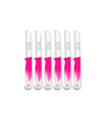 Solingen - Gekarteld Groentemes Set 6-delig – RVS Schilmesjes – Made in Germany – Roze/Wit
