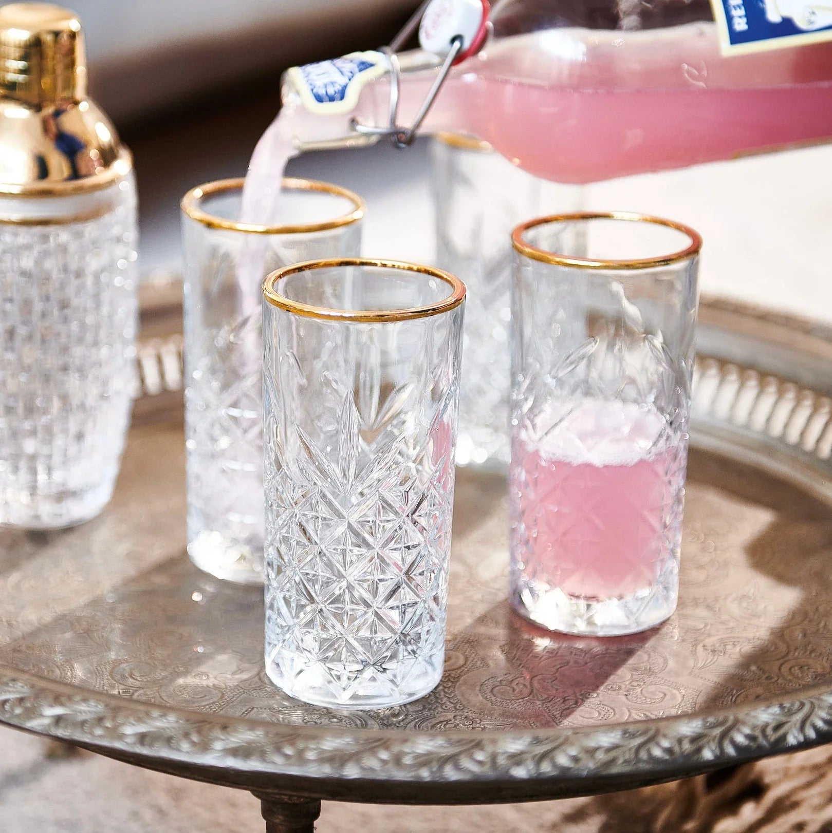 Paşabahçe Timeless - Golden Touch - Longdrinkglazen - Set van 4 - 295 ml