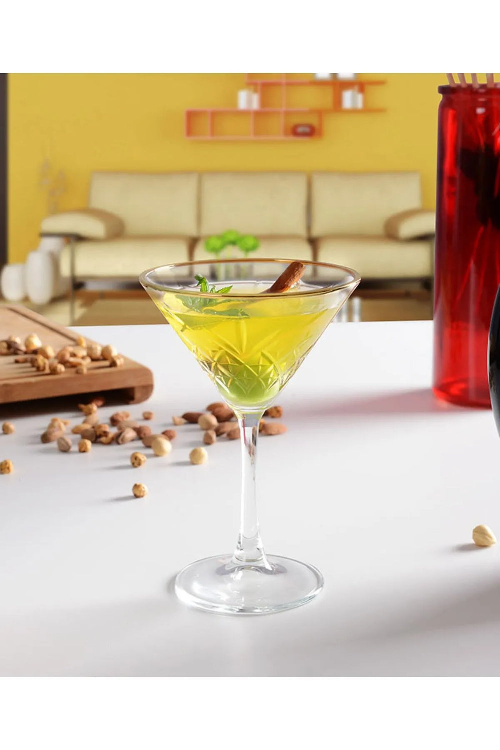 Paşabahçe Timeless 440176 - Golden Touch - Martini Glazen / Glazen Op Voet - Set van 4 - 230 ml
