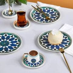 Karaca Roman - Turkse Theeglazen Set - Seramik Onderzetters - Set van 6 - 12-Delig