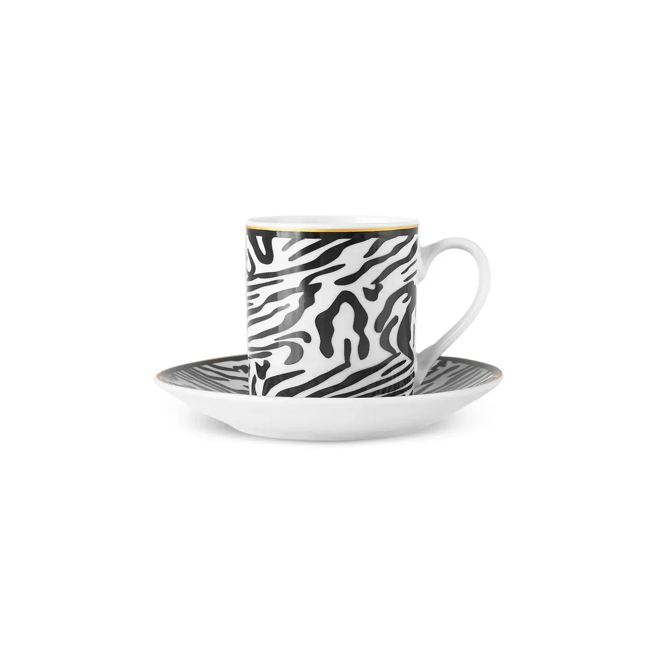 Karaca Zebra - Kopjes met Schotels - Set van 2 - 4-Delig