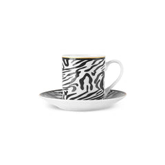 Karaca Zebra - Kopjes met Schotels - Set van 2 - 4-Delig