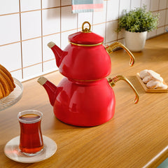Karaca Retro - Emaye Theepot - Rood - 2300 ml