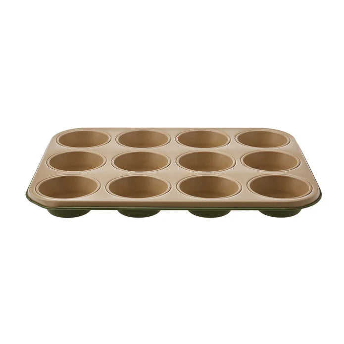 Karaca Jennese - Muffin Bakvorm - 12-vormpjes - 27 cm - Carbon Staal - Groen