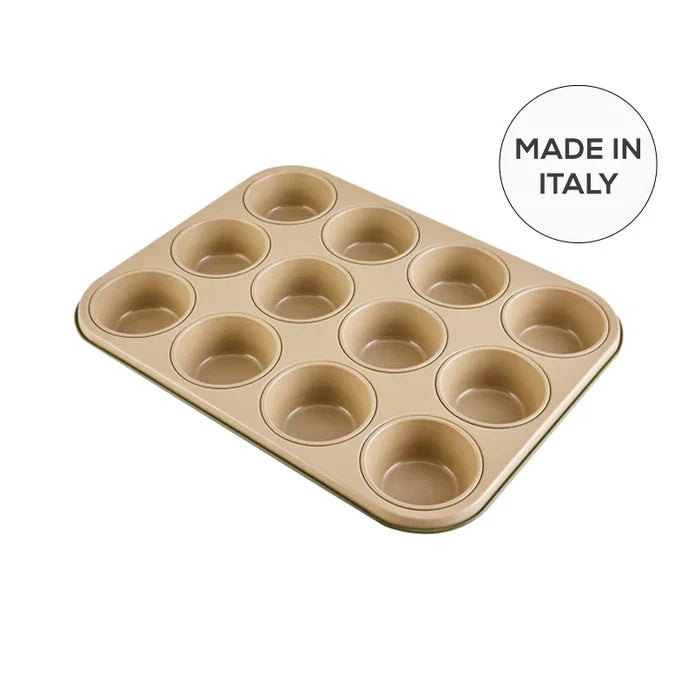 Karaca Jennese - Muffin Bakvorm - 12-vormpjes - 27 cm - Carbon Staal - Groen